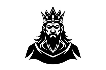 Silhouette Vector Art Illustration of Ancient King with Crown Symbol Design