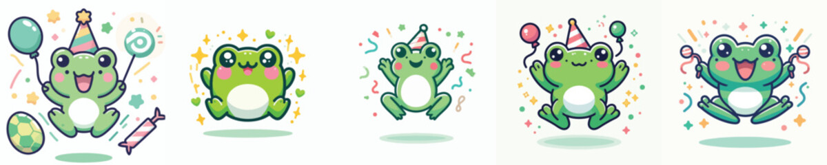 funny frog vector jumping celebration