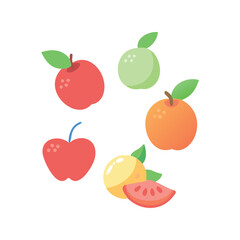 Vibrant fruit icon set in playful flat vector style – ideal for healthy food branding and summer projects

