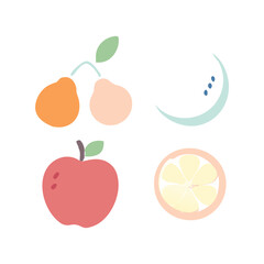 Vibrant fruit icon set in playful flat vector style – ideal for healthy food branding and summer projects

