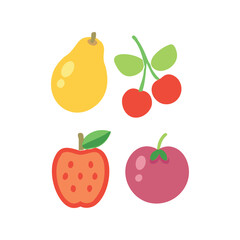 Vibrant fruit icon set in playful flat vector style – ideal for healthy food branding and summer projects

