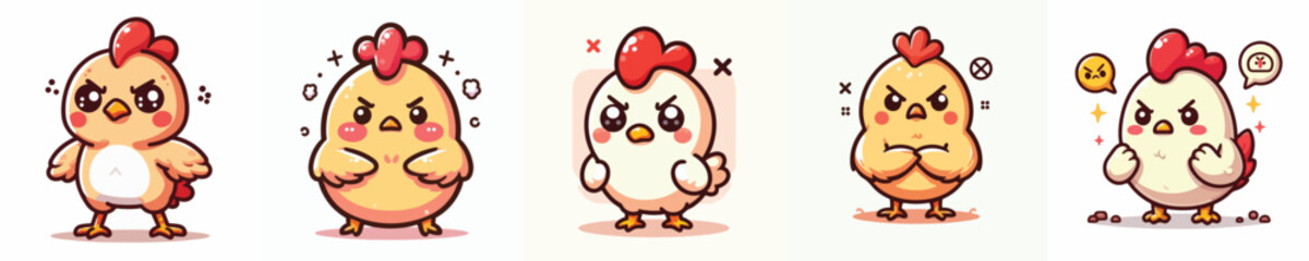 funny chicken vector angry expression