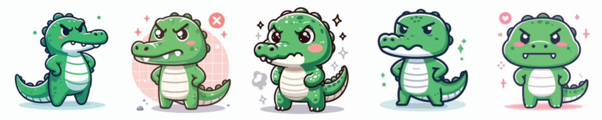 funny crocodile vector angry expression