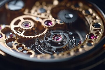 Close-up view of intricate watch movement
