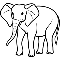 Fototapeta premium Elephant line art vector