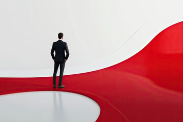 Businessman contemplates a choice