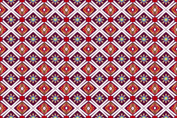 Abstract geometric design of ethnic, western fashion for Pakistani, Indian, Arab rugs, fabric, clothing, rugs, vector illustration, embroidery style, seamless, and wallpaper.