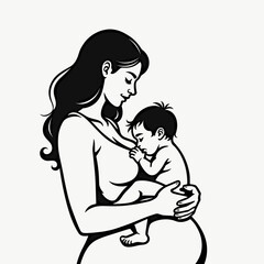 Nurturing mother lovingly breastfeeding her baby, bond of affection