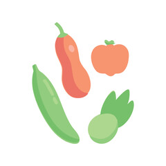 Set of vegetables flat vector illustration, colorful fresh food icons, healthy organic produce collection

