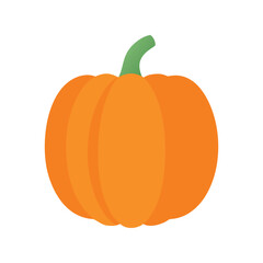Pumpkin flat minimal vector illustration, simple orange vegetable icon, autumn harvest food design element

