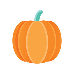 Pumpkin flat minimal vector illustration, simple orange vegetable icon, autumn harvest food design element

