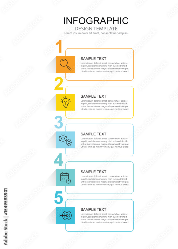 Poster infographic 5 options design elements for your business data. vector illustration