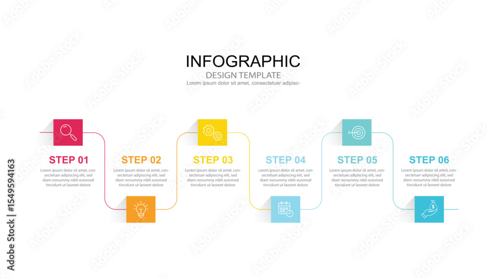 Poster infographic 6 options design elements for your business data. vector illustration