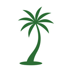 Simple green palm tree silhouette icon illustration