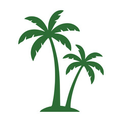 Obraz premium Two green palm trees simple silhouette illustration