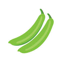 Green beans flat minimal vector illustration, simple vegetable icon, healthy food, modern design element

