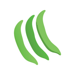 Green beans flat minimal vector illustration, simple vegetable icon, healthy food, modern design element

