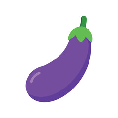 Eggplant flat minimal vector illustration, simple purple vegetable icon, healthy food, modern design

