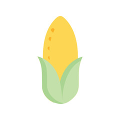 Corn flat minimal vector illustration, simple yellow vegetable icon, healthy food, modern design

