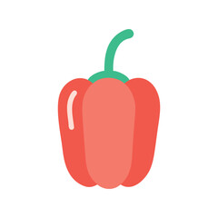 Capsicum flat minimal vector illustration, simple colorful pepper icon, healthy vegetable food design


