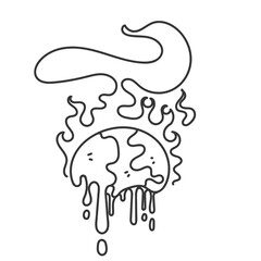earth melted because of heat in doodle cartoon