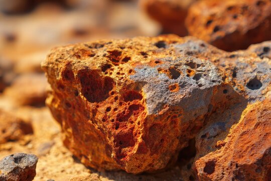 Bauxite quarry weathered bauxite rock exposed on ground