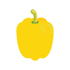Yellow capsicum flat minimal vector illustration, simple bell pepper icon, fresh vegetable food design

