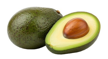 Isolated avocado with cut half