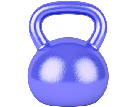 Shiny purple kettlebell, ideal for fitness and strength training, stands out with its smooth surface and ergonomic handle, perfect for workouts