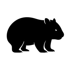 Fototapeta premium Bold Black Wombat Silhouette on White Background