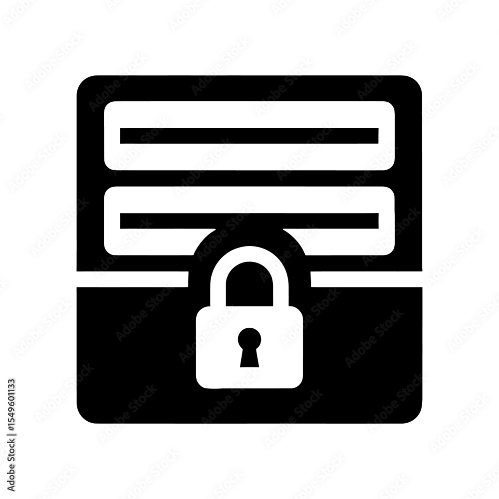 Poster secure document icon with a padlock for data protection and file privacy a glyph for a locked confid