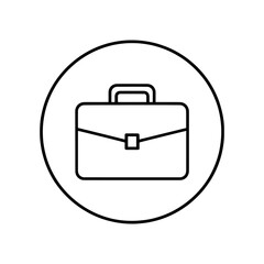 Business briefcase icon in a circle for work and portfolio An outline symbol for a job case office professional corporate or finance document bag