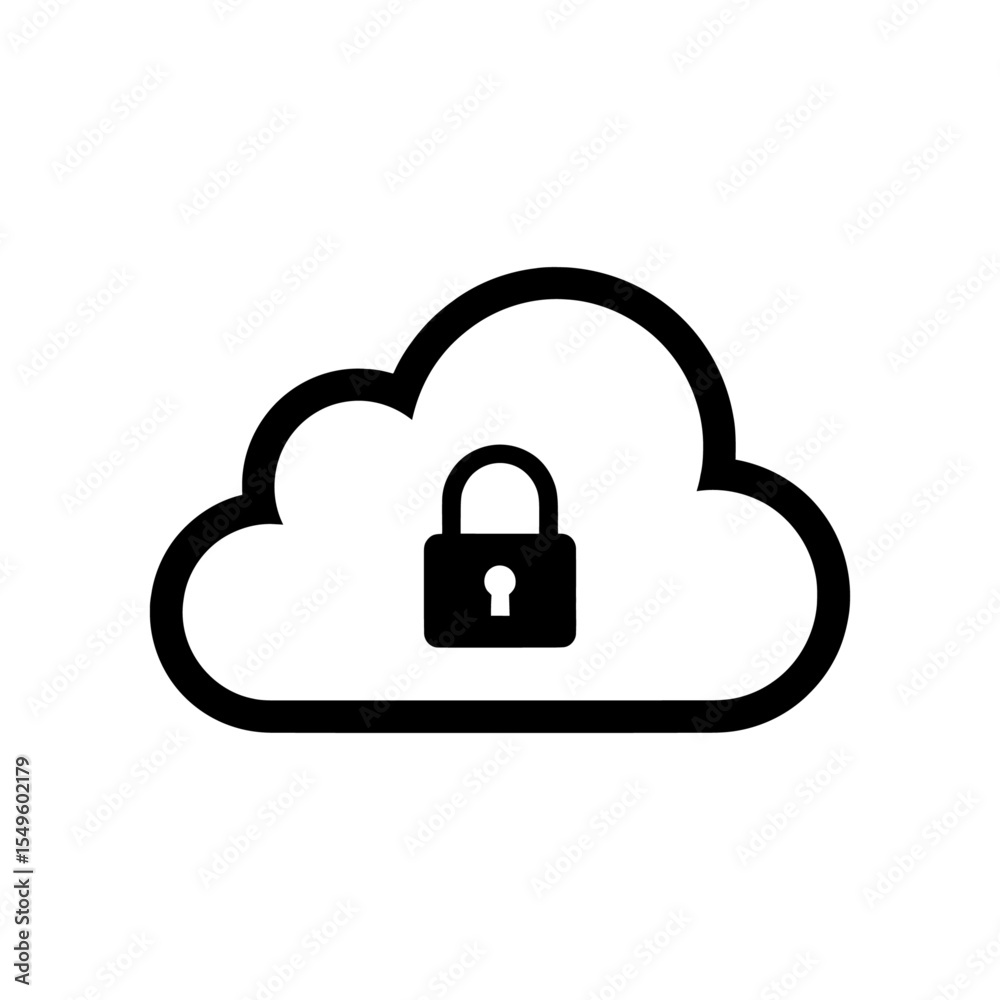 Aufkleber cloud security icon with a padlock for secure data protection and storage a symbol for a locked netw