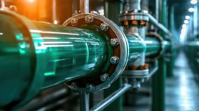 A visually striking image of a modern industrial pipeline, showcasing intricate details and textures that represent the robustness and functionality of contemporary engineering.