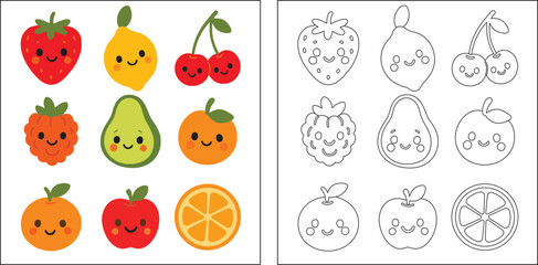 High quality colorful fruit icons for design projects