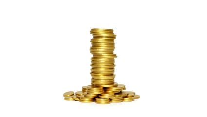 Tower of Gold Coins Representing Wealth and Investment