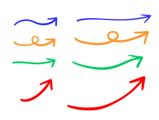 シンプルで目立つ、手描きのポップな矢印セット素材