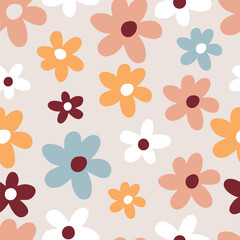 Seamless pattern with simple flowers. Great for designing children's textiles, wallpaper and other designs