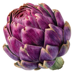 Obraz premium Purple artichoke bloom edible thistle bud floral botanical vegetable isolated on transprint background