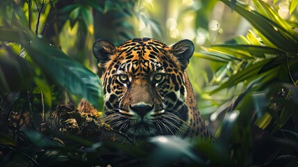 close up of a panther in the jungle, panther in nature