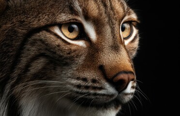 Obraz premium Close up lynx image in a white frame against a black backdrop