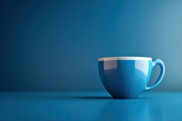 sharp picture of Blue coffee cup over blue background