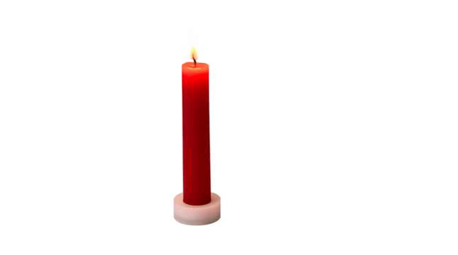 Photo of red candle isolated on transparent background
