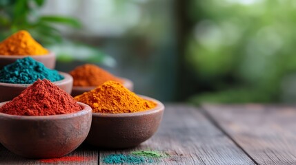 An array of vibrant spices in earthenware bowls captures the essence of culinary diversity, inviting viewers to explore the rich flavors and aromas they contribute to global cuisines.