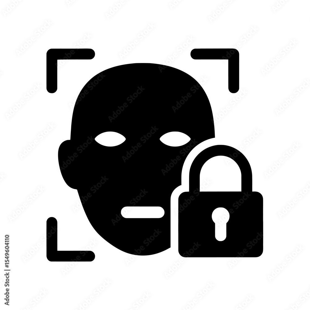 Aufkleber face recognition security icon vector glyph for biometric authentication and identity verification l
