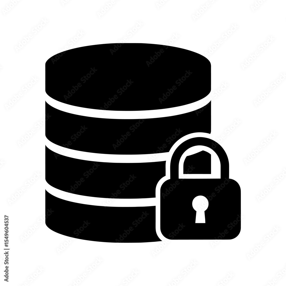 Poster secure database icon vector glyph for data security and information protection locked server symbol 
