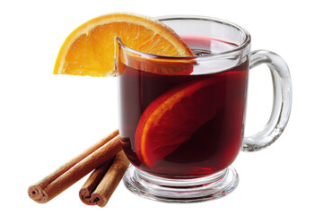 Warm Mulled Wine Aromatic Spiced Winter Drink Recipe on transparent background