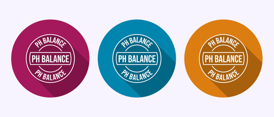 PH balance icon design illustration. Neutral PH balance icon sign, Free acidity concept in shadow button design
