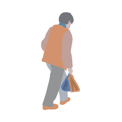 Set of drawings of people on the street in spring clothes. 2D image for use as an entourage. Vector flat city infographics