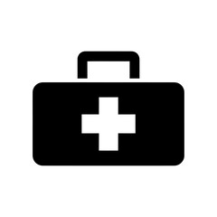 Obraz premium Medical Kit Icon Vector Solid Glyph For First Aid And Healthcare Services Emergency Briefcase With Cross Symbol For Doctor And Hospital Equipment